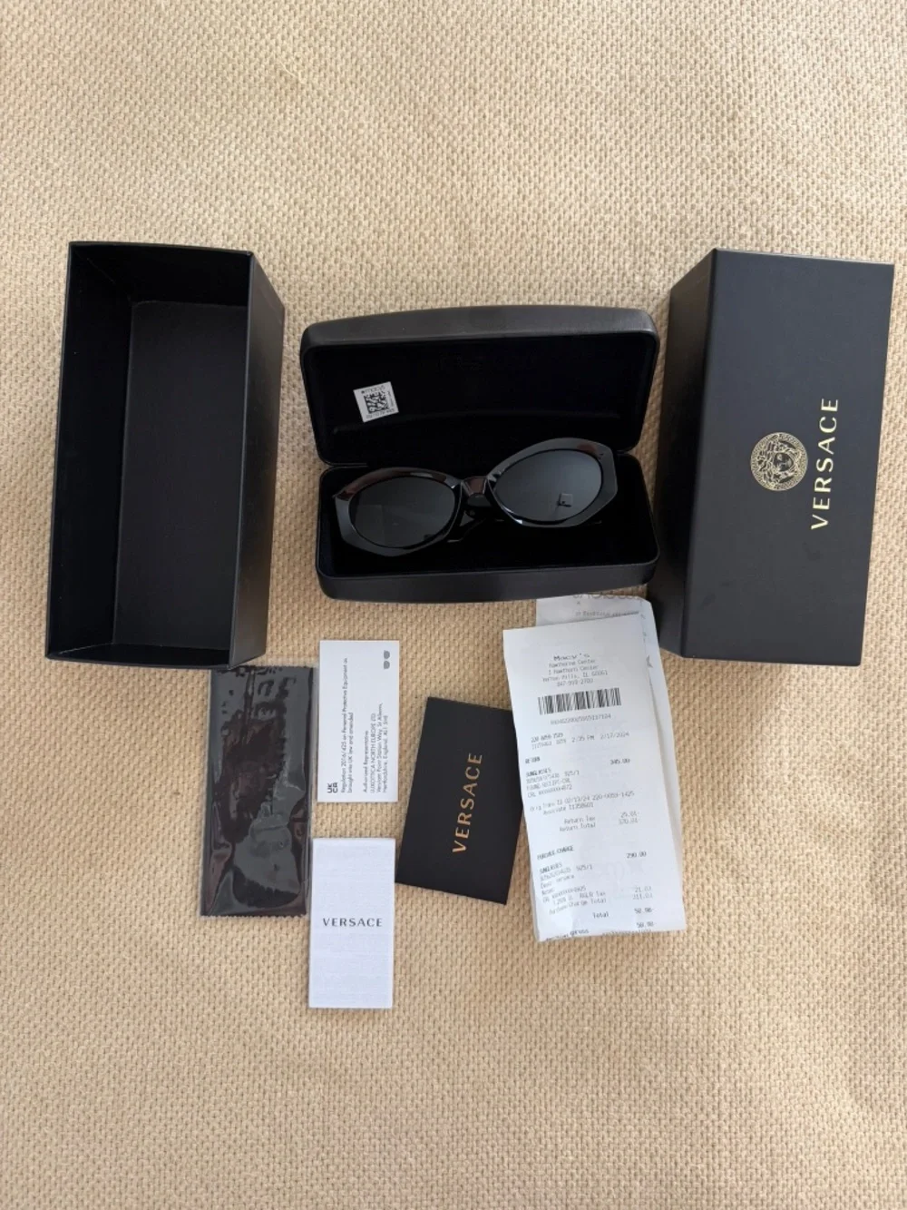 Versace MOD 4466-U Black Gold Medusa Head Frame Sunglasses 54-19 140 With Box